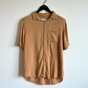 Cotton On Cuban Short Sleeve Shirt, button up, medium, burnt Orange